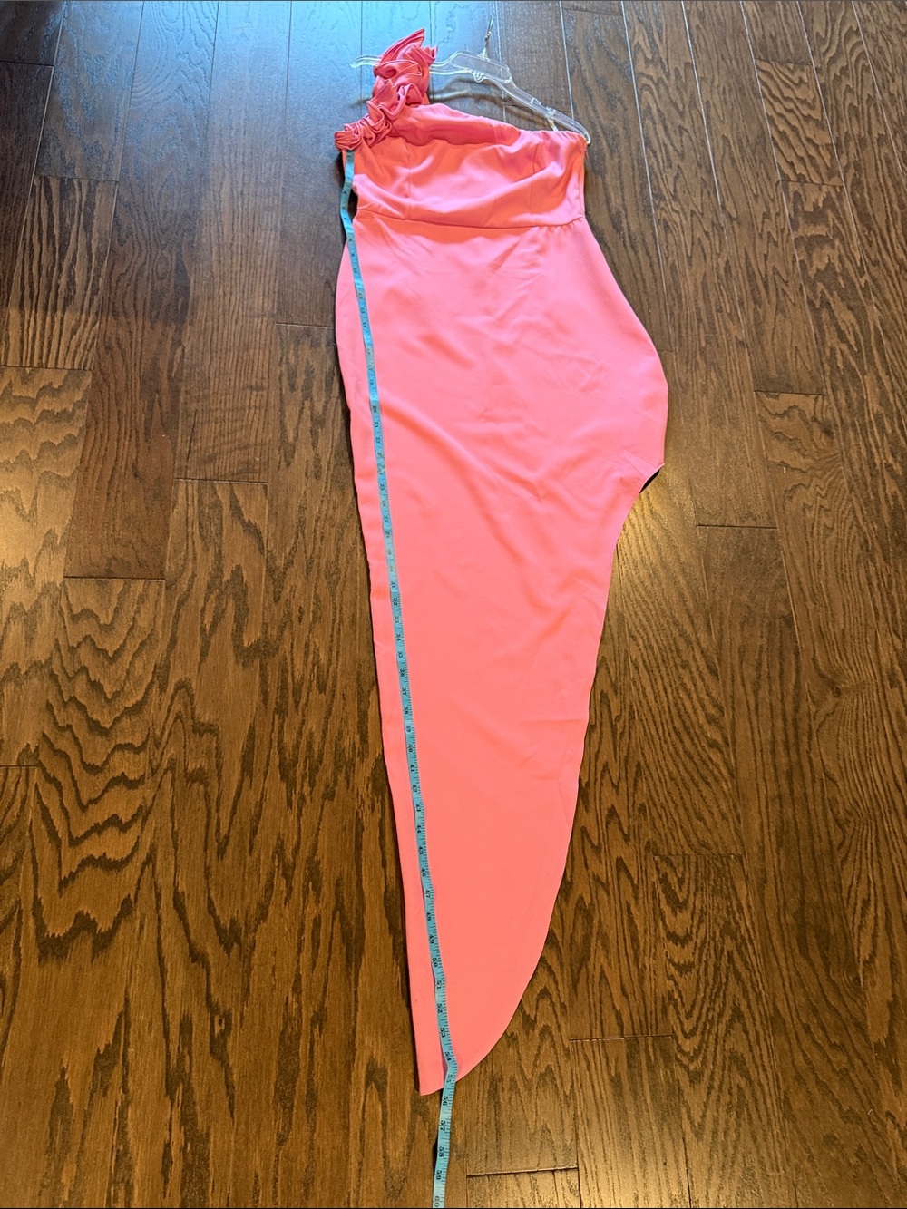 One-Shoulder Pink Ruffle Dress - Picture 4 of 8